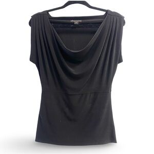 Black Draped Cowl Neck Top